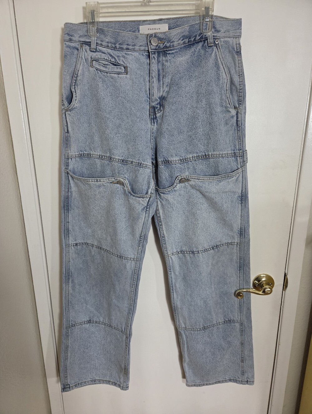 PacSun Men's Light Blue Patchwork Relaxed Jeans